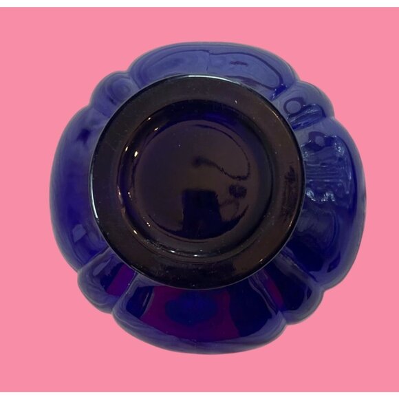 Rare Find Cobalt Blue Glass Vase Fluted (Tulip) Scallop Rim Design 40s Vintage - Picture 8 of 9